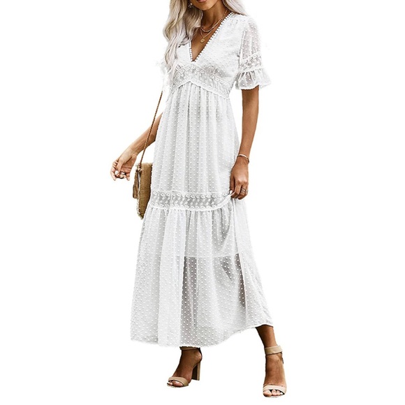 ✦Boho Long Elegant Lace Embroidered White Maxi Dress✦ - Picture 5 of 5